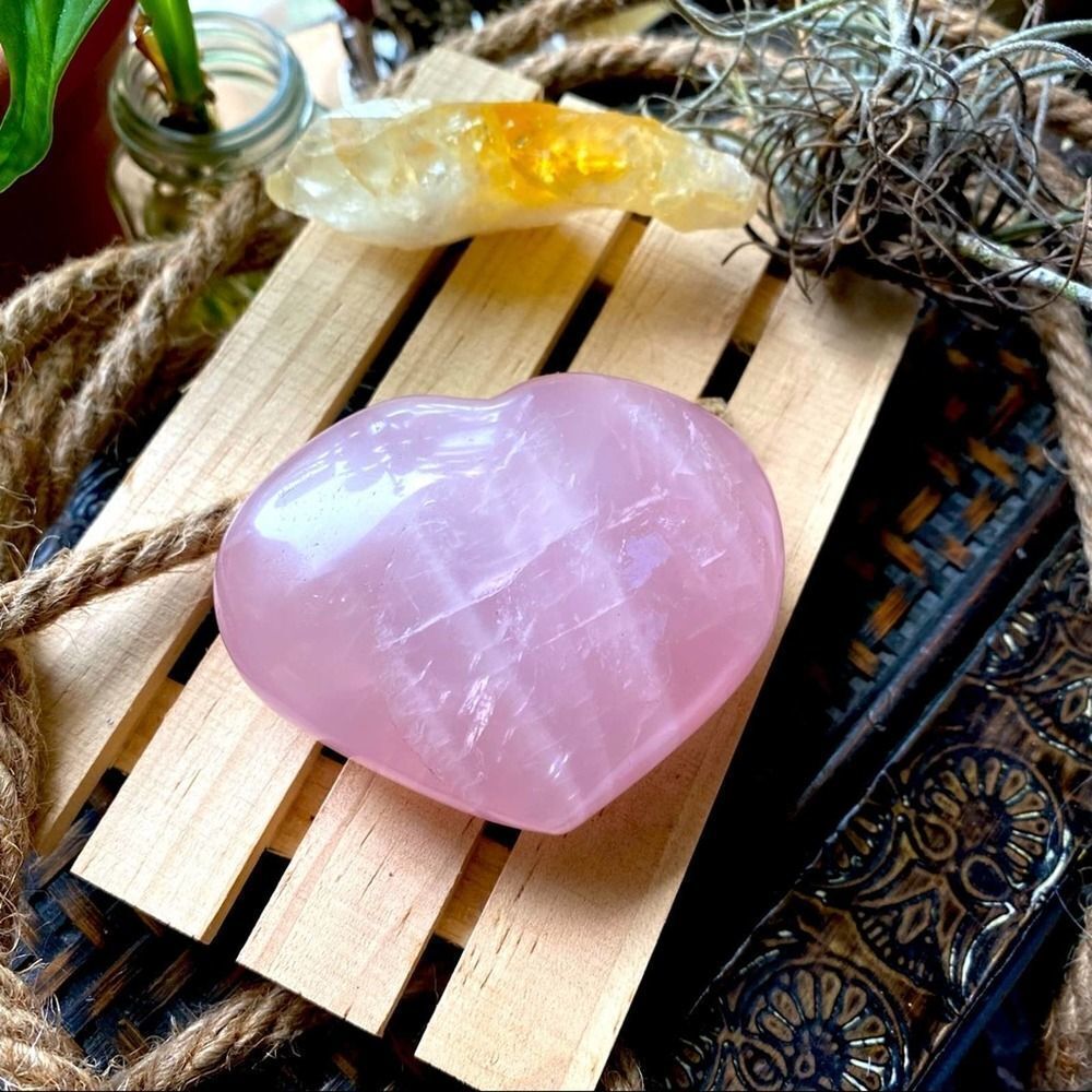 Rose Quarts Heart Chakra Large Rose Heart Stone